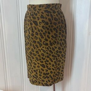 Vintage CACTUS Leopard Suede Wrap Skirt – 100% Leather | Size 12 (Fits Smaller)